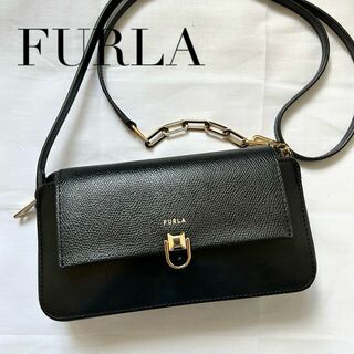 Furla - ✨極美品✨FURLA ショルダーバッグ　現行　レザー　黒　ブラック　チェーン