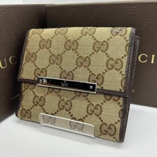 グッチ(Gucci)の【美品】グッチ 112664 2149 二つ折り財布 コンパクト 小銭入れ 茶(財布)