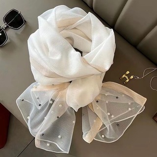 ♥️大人気♥️レース  レディース  スカーフ  ショール  ホワイト  パール