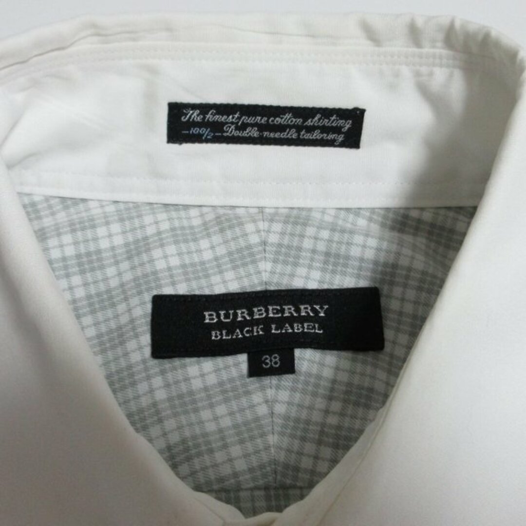 BURBERRY BLACK LABEL(バーバリーブラックレーベル)のバーバリーブラックレーベル チェックシャツ クレリックシャツ ロゴ 刺繍 38 メンズのトップス(シャツ)の商品写真