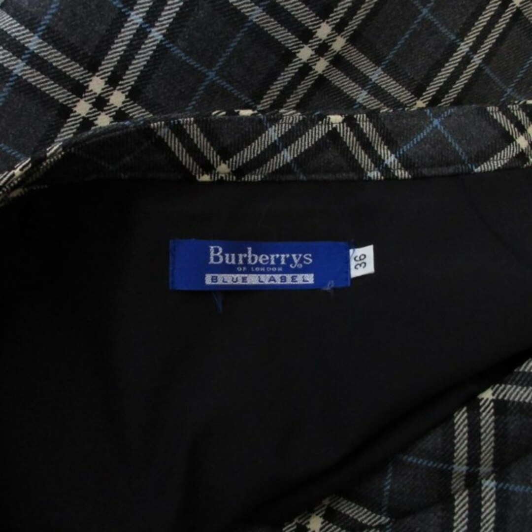 バーバリーズブルーレーベル 美品 ヴィンテージ チェックスカート グレー 約S レディースのスカート(ひざ丈スカート)の商品写真