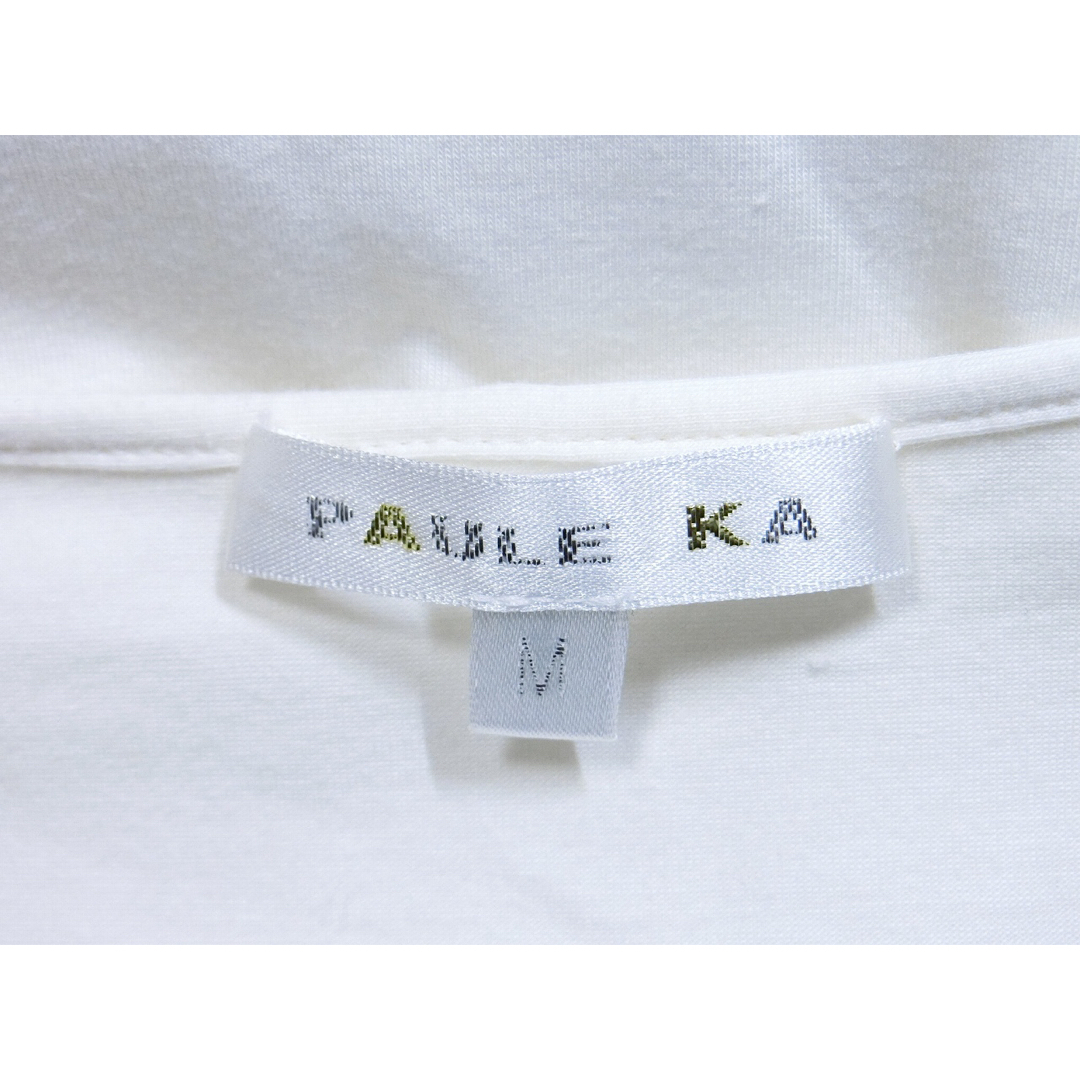 PAULE KA(ポールカ)のPAULE KA ポールカ　白とピンクベージュで黒いリボンが付いた半袖カットソー レディースのトップス(カットソー(半袖/袖なし))の商品写真