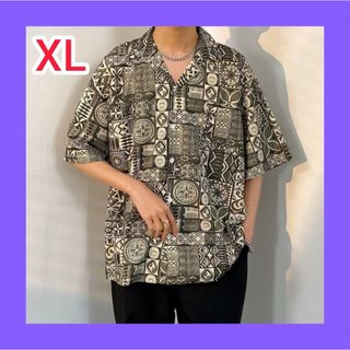 シャツ XL 深緑 メンズ 半袖 カジュアル(シャツ)