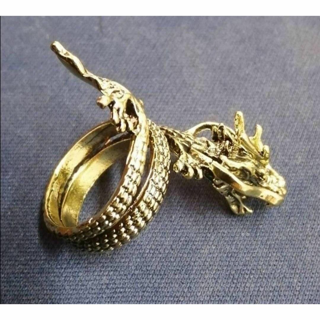 【H087】リング　メンズ　指輪　ドラゴン　龍　アクセサリー　ゴールド　20号 メンズのアクセサリー(リング(指輪))の商品写真