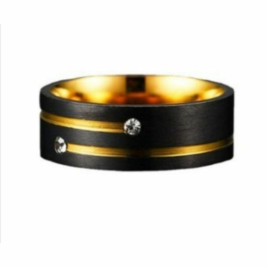 【H090】リング メンズ ステンレス ブラック ゴールド 黒 指輪 20号 メンズのアクセサリー(リング(指輪))の商品写真