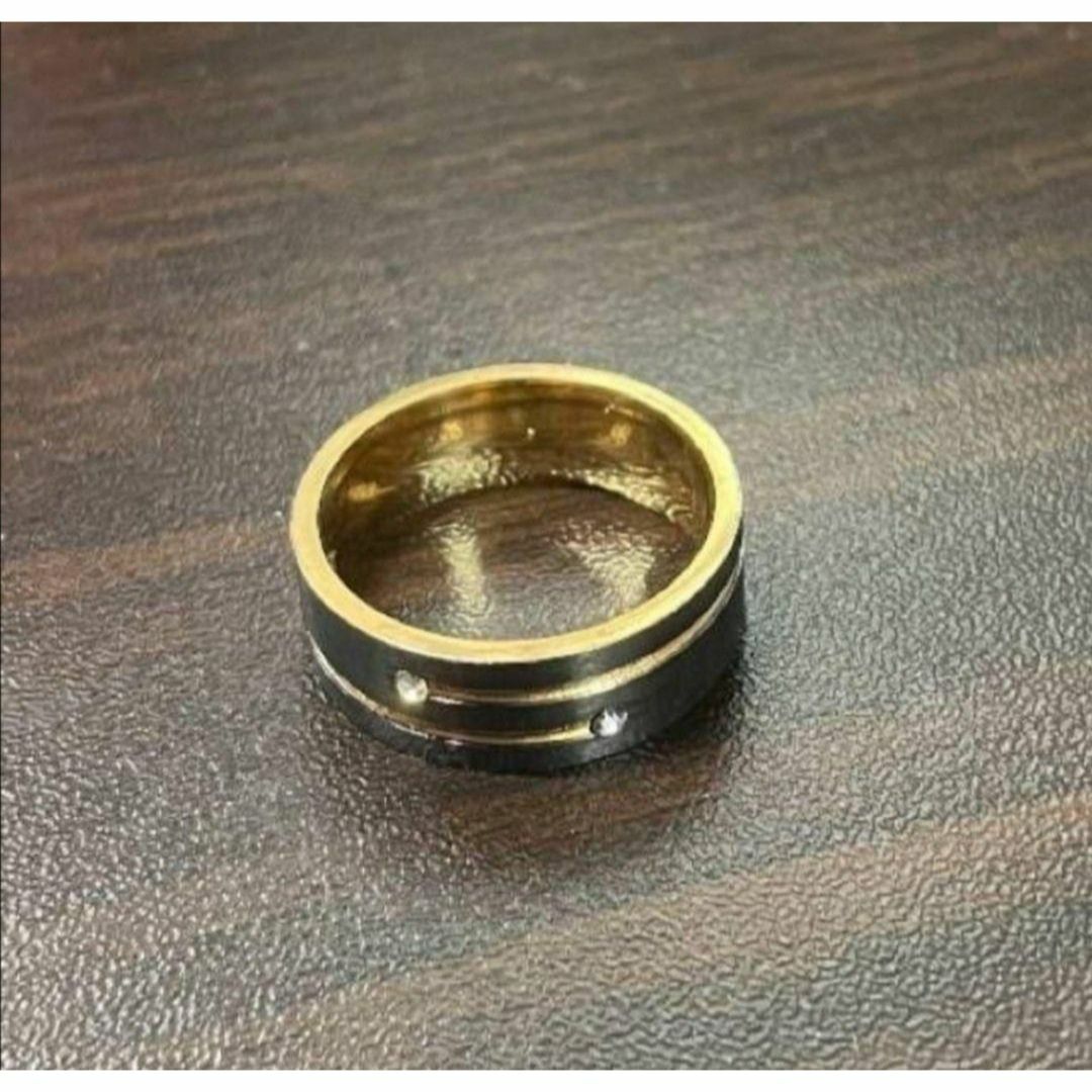 【H090】リング メンズ ステンレス ブラック ゴールド 黒 指輪 20号 メンズのアクセサリー(リング(指輪))の商品写真