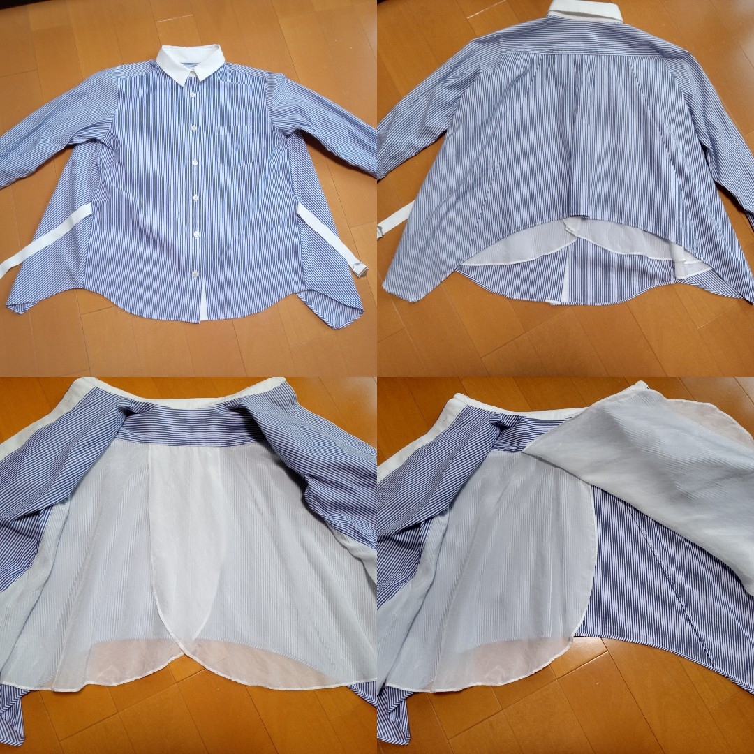 sacai(サカイ)のsacai　サカイ　ストライプシャツ　バックフレア　ベルト付き レディースのトップス(シャツ/ブラウス(長袖/七分))の商品写真