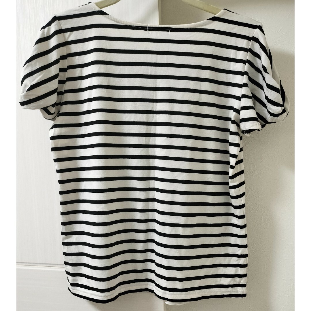 INDEX(インデックス)のindex  ボーダーTシャツ  ホワイト✕ブラック  M  新品 レディースのトップス(Tシャツ(半袖/袖なし))の商品写真