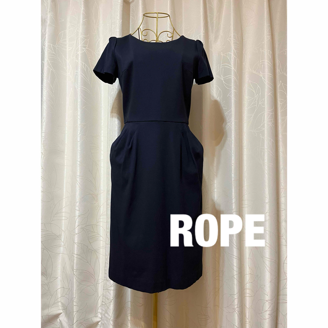 ROPE’(ロペ)のROPE 膝丈ワンピース　フォーマル　二次会　オケージョンネイビー レディースのワンピース(ひざ丈ワンピース)の商品写真