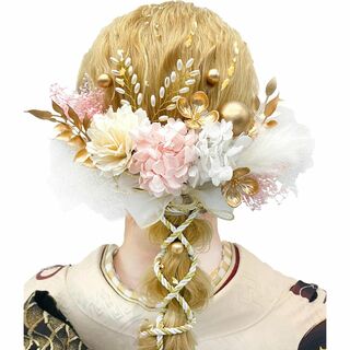 【色:ピンク】[JZOON] 8色展開 成人式 髪飾り ドライフラワー ダリア (その他)
