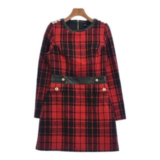 カレンミレン(Karen Millen)のKAREN MILLEN ワンピース 6(XS位) 赤x黒(チェック) 【古着】【中古】(ひざ丈ワンピース)