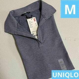 UNIQLO レディース M ボーダーポロシャツ 襟付き 半袖 ユニクロ ポロ(Tシャツ(半袖/袖なし))