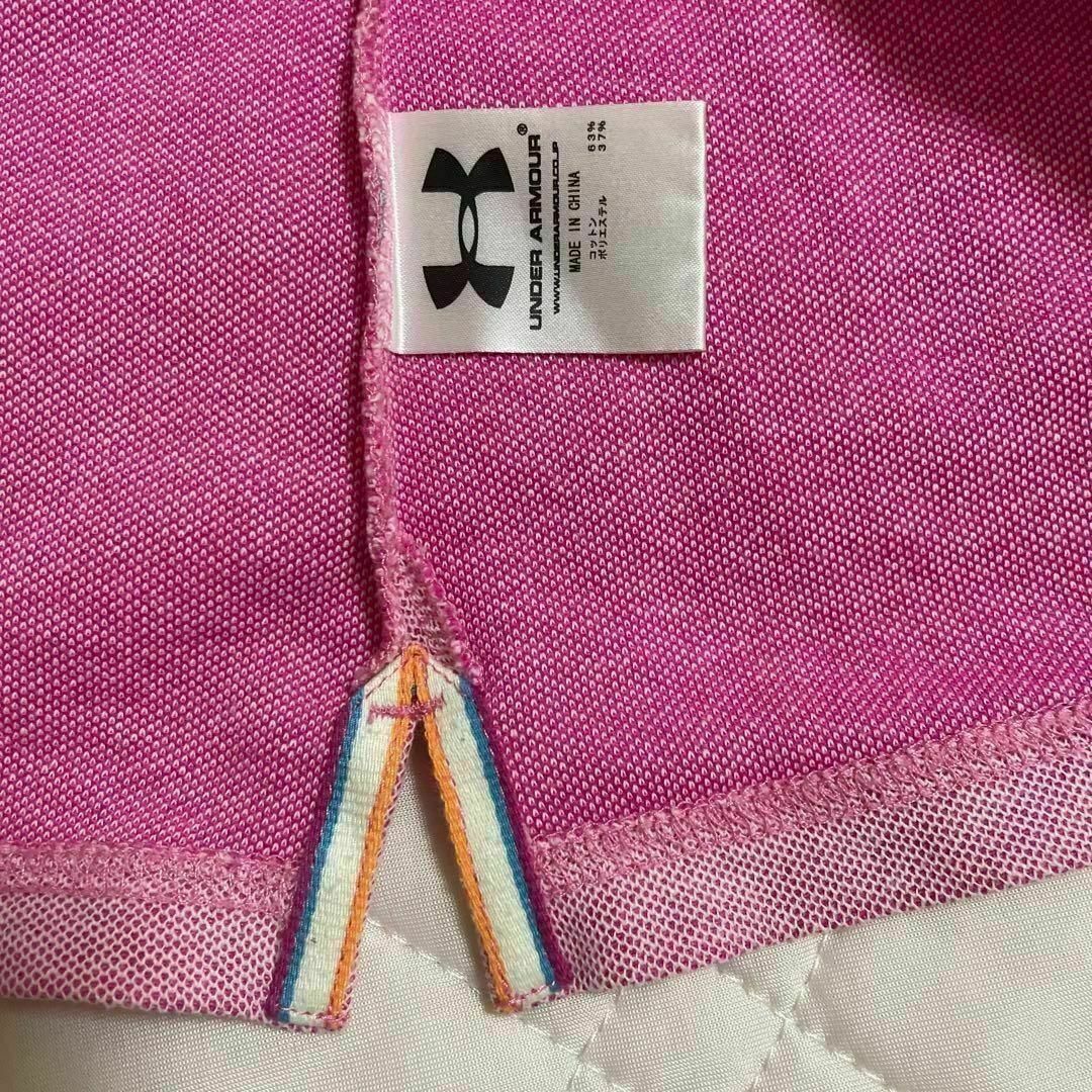 ポロシャツ アンダーアーマー M ピンク 無地 ゴルフウェア PINK ゴルフ レディースのトップス(Tシャツ(半袖/袖なし))の商品写真