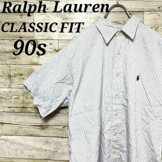 ラルフローレン(Ralph Lauren)の【w377】USA古着ラルフローレン刺繍ロゴストライプ半袖シャツトップスアウター(シャツ)