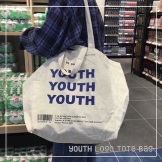 youth ロゴ トートバッグ 大容量 肩掛け ショルダーバッグ 新品 美品 白(ショルダーバッグ)
