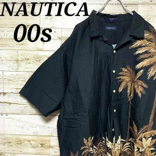 NAUTICA - 【w378】USA古着ノーティカ00sオープンカラーボックスシルエット半袖シャツ