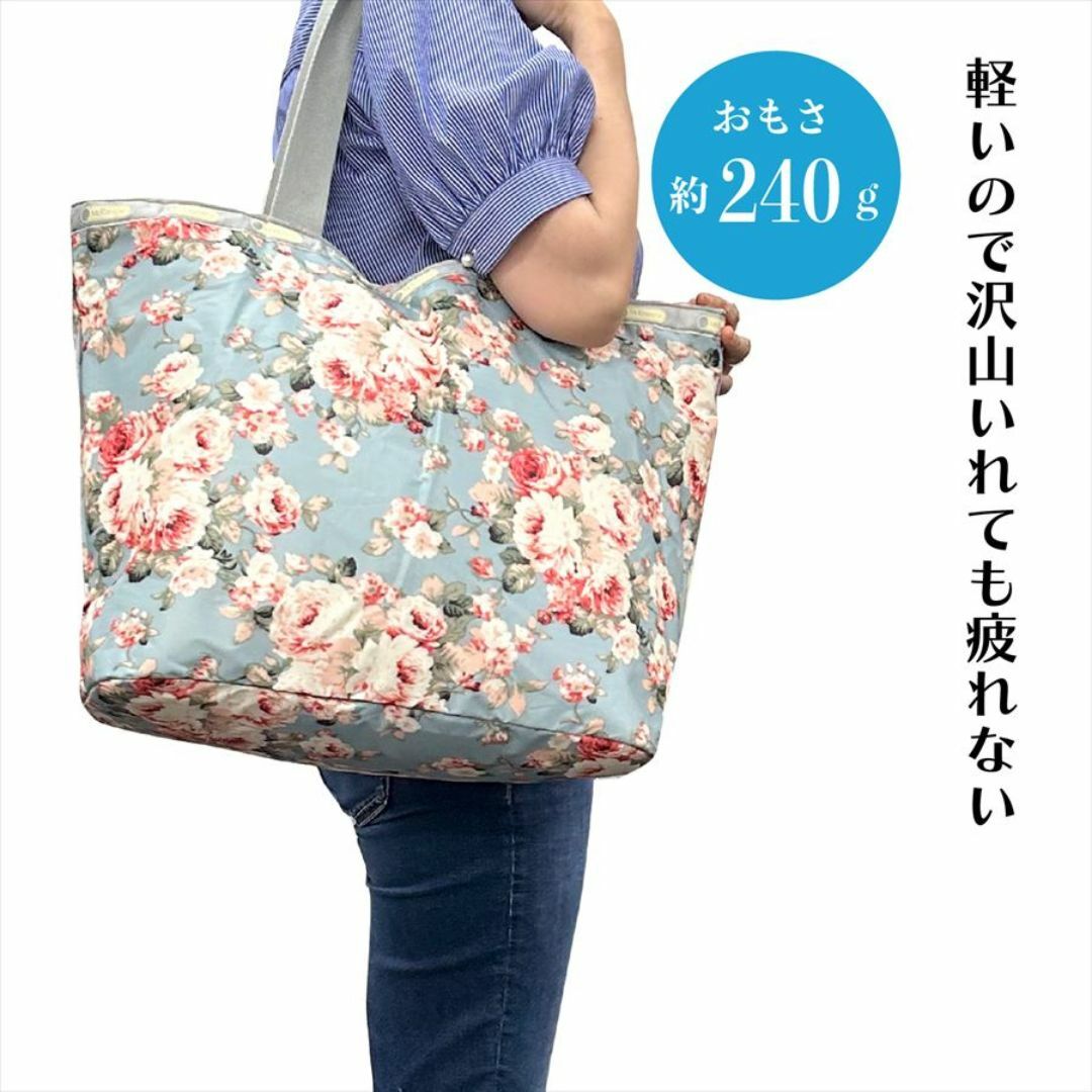ビッグサイズでしっかりしています！ローズ保温・保冷バッグ　ブルーｘピンクの薔薇柄 レディースのバッグ(エコバッグ)の商品写真