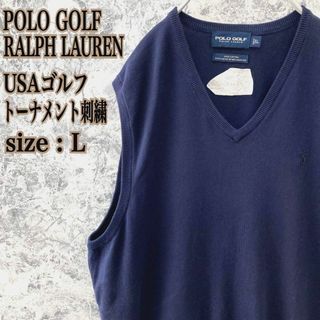 ポロゴルフ(Polo Golf)のIS192【入手困難】ポロゴルフラルフローレンUSトーナメント刺繍Vネックベスト(ベスト)