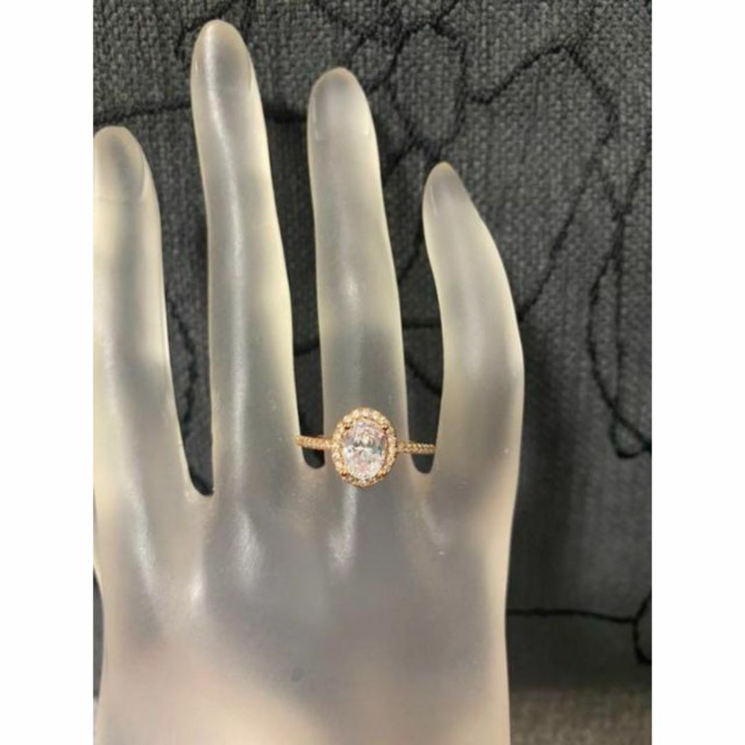 （1096）9号　ピンクゴールド高価なオーバルスワロ豪華爪留めリング　指輪 レディースのアクセサリー(リング(指輪))の商品写真