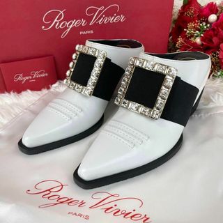 ROGER VIVIER - 【正規品】ロジェヴィヴィエ VIV TEX ストラス バックル ミュール 36