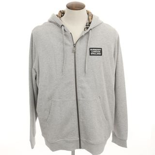 【中古】バーバリー BURBERRY スウェット ジップアップ パーカー グレー【サイズXXL】【メンズ】