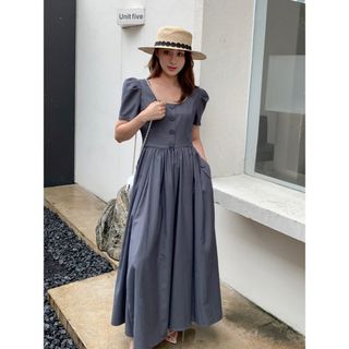 バースデーバッシュ(BIRTHDAY BASH)のBIRTHDAY BASH  HALF BUTTON FLARE DRESS(ロングワンピース/マキシワンピース)