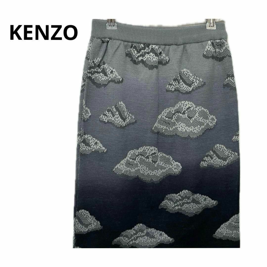 KENZO(ケンゾー)の希少 KENZO ケンゾー ニット スカート ウエストゴム おしゃれ レディースのスカート(ひざ丈スカート)の商品写真