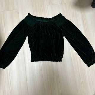 【新品・未使用】レディース 服 長袖 トップス ベロア グリーン 緑 Mサイズ(カットソー(長袖/七分))