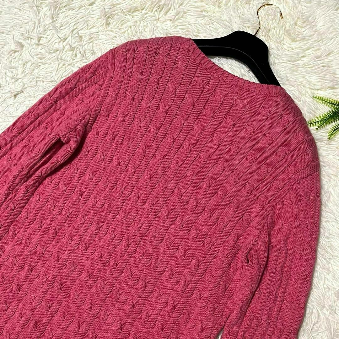美品✨ポロラルフローレン ケーブルニット ロゴ 刺繍 長袖 綿 ピンク XL 美品✨ポロラルフローレン ケーブルニット ロゴ 刺繍 長袖 綿 ピンク XL