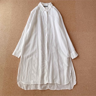 エーピーストゥディオ シルク混コットンシャツ オフホワイト 日本製 シアー 比翼