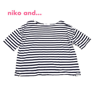 ニコアンド(niko and...)のniko and... 半袖ボーダー柄カットソー サイズ3(Tシャツ(半袖/袖なし))