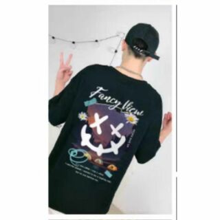 ユニセックス　バックロゴ　Tシャツ　ブラック　黒　オーバーサイズ　韓国(Tシャツ/カットソー(半袖/袖なし))