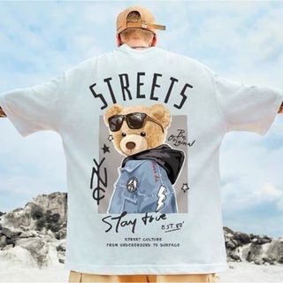 【新品未使用♪】黒ロゴ　ロゴ　白　Tシャツ　くま　オーバーサイズ(Tシャツ/カットソー(半袖/袖なし))