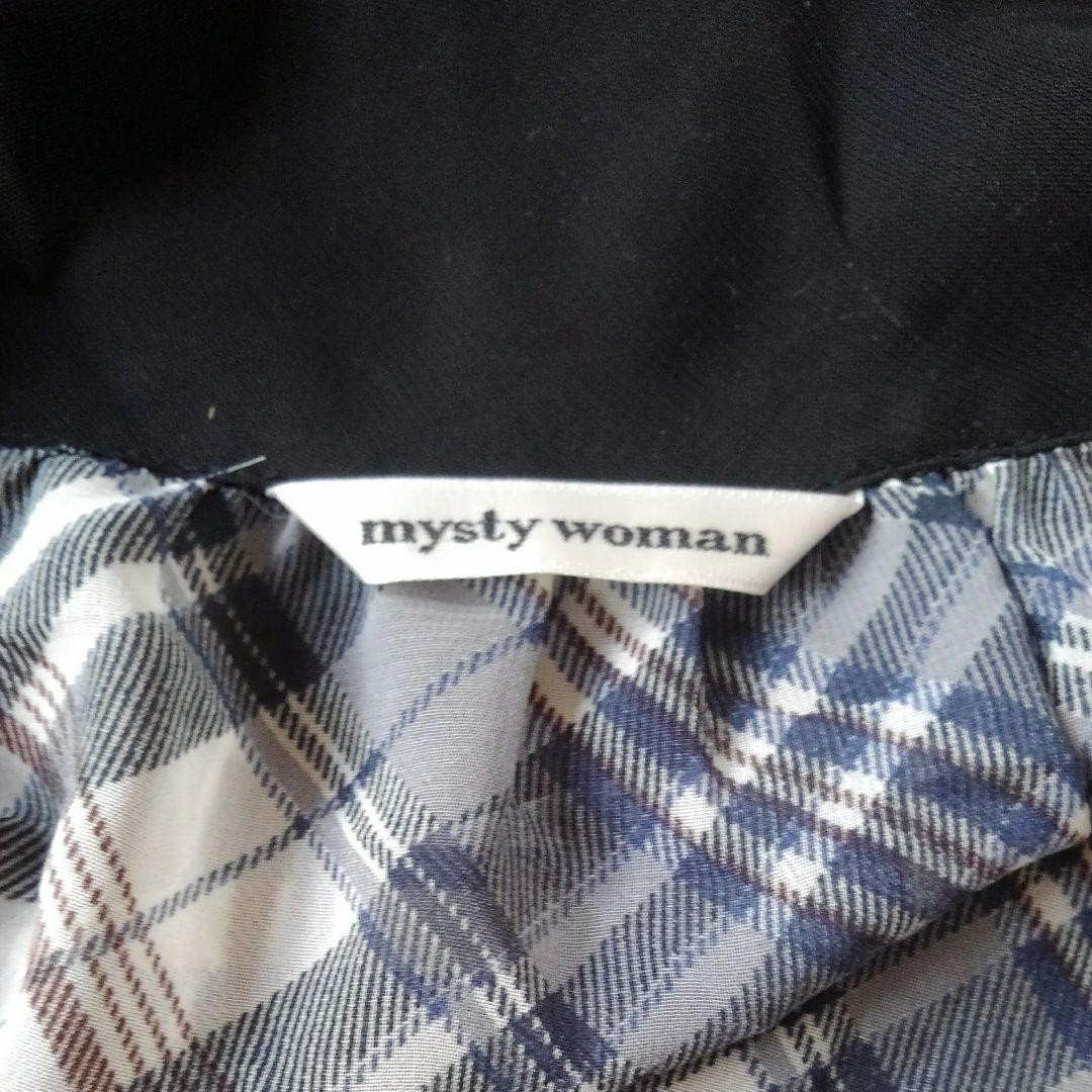 mysty woman(ミスティウーマン)のmysty woman　ブラウス　黒　グレー　チェック　リボン　ミスティウーマン レディースのトップス(シャツ/ブラウス(長袖/七分))の商品写真