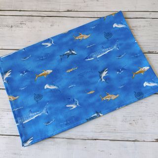 40×60 水色　魚　海の生き物　ハンドメイド　ランチョンマット 入園入学準備(外出用品)