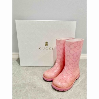 グッチ(Gucci)のGUCCIチルドレン レインブーツ 長靴 ピンク 17~18センチ(長靴/レインシューズ)
