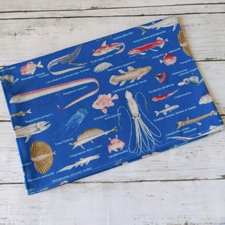 40×60 青　魚　海の生き物　ハンドメイド　ランチョンマット 入園入学準備(バッグ/レッスンバッグ)