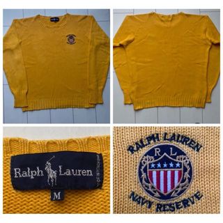 ポロラルフローレン(POLO RALPH LAUREN)の90s vintage POLO ラルフローレン yellow knit M L(ニット/セーター)