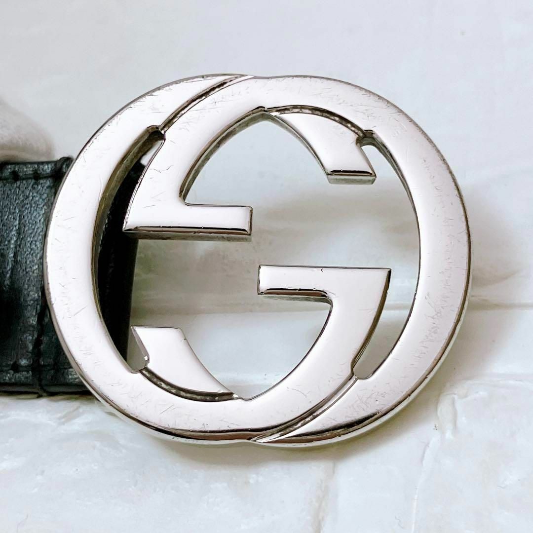 Gucci(グッチ)のグッチ GUCCI レザー ベルト インター ブラック メンズ 1023 メンズのファッション小物(ベルト)の商品写真