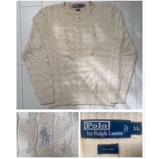 ポロラルフローレン(POLO RALPH LAUREN)の90s POLO ラルフローレン SILK シルク 絹 KNIT ニット XL(ニット/セーター)