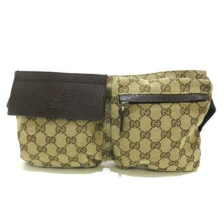 グッチ(Gucci)のGUCCI(グッチ) ウエストポーチ GG柄 シェリー 28566 ベージュ×ダークブラウン ジャガード×レザー(ボディバッグ/ウエストポーチ)