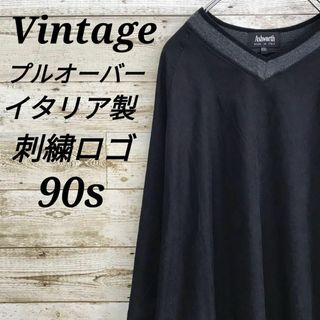 【k2770】イタリア製ユーロ古着90s刺繍ロゴナイロンプルオーバージャケット(ナイロンジャケット)