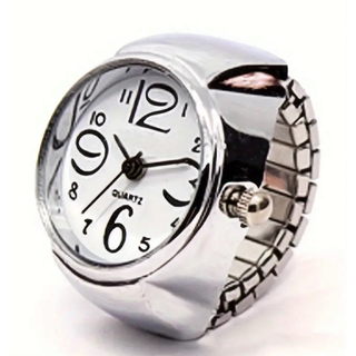 【5月21日までセール中】指時計　【リングウォッチ】盤面白　ホワイト　指輪　時計(リング(指輪))