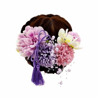 【色:ピンク/紫】JZOON 髪飾り全九色 浴衣 着物 袴 振袖 和装 成人式 (その他)