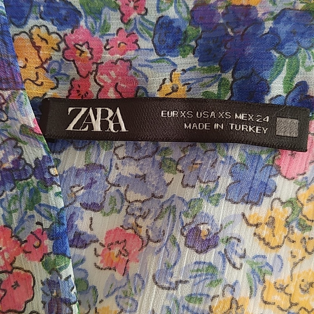 ZARA(ザラ)のZARA 　美品　シアーブラウス　さわやかな花柄 レディースのトップス(シャツ/ブラウス(長袖/七分))の商品写真