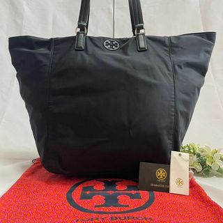 トリーバーチ(Tory Burch)の【美品】トリーバーチ トートバッグ ナイロン×レザー 肩掛け 大容量 A4可 黒(ハンドバッグ)