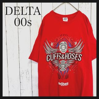 DELTA - デルタ 半袖Tシャツ ビッグプリント 企業団体00sアメリカ古着Z1240