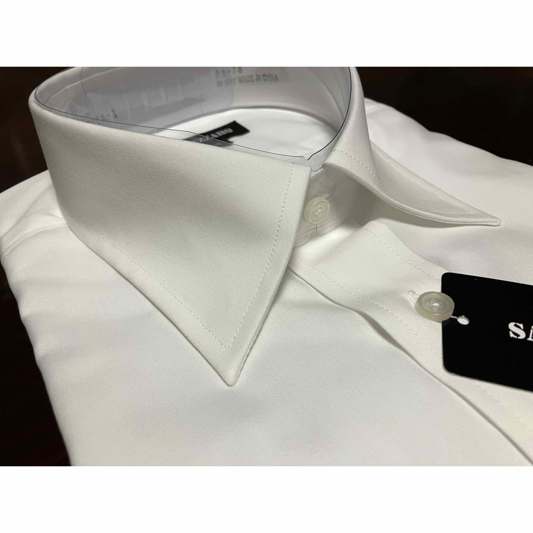SAN LAZZARO 白無地形態安定ワイシャツ　M(38-78)レギュラー メンズのトップス(シャツ)の商品写真