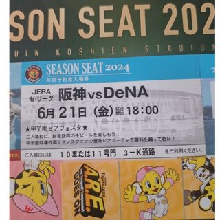 6月21日（金）阪神vsDeNA　ブリーズシート　1枚(野球)