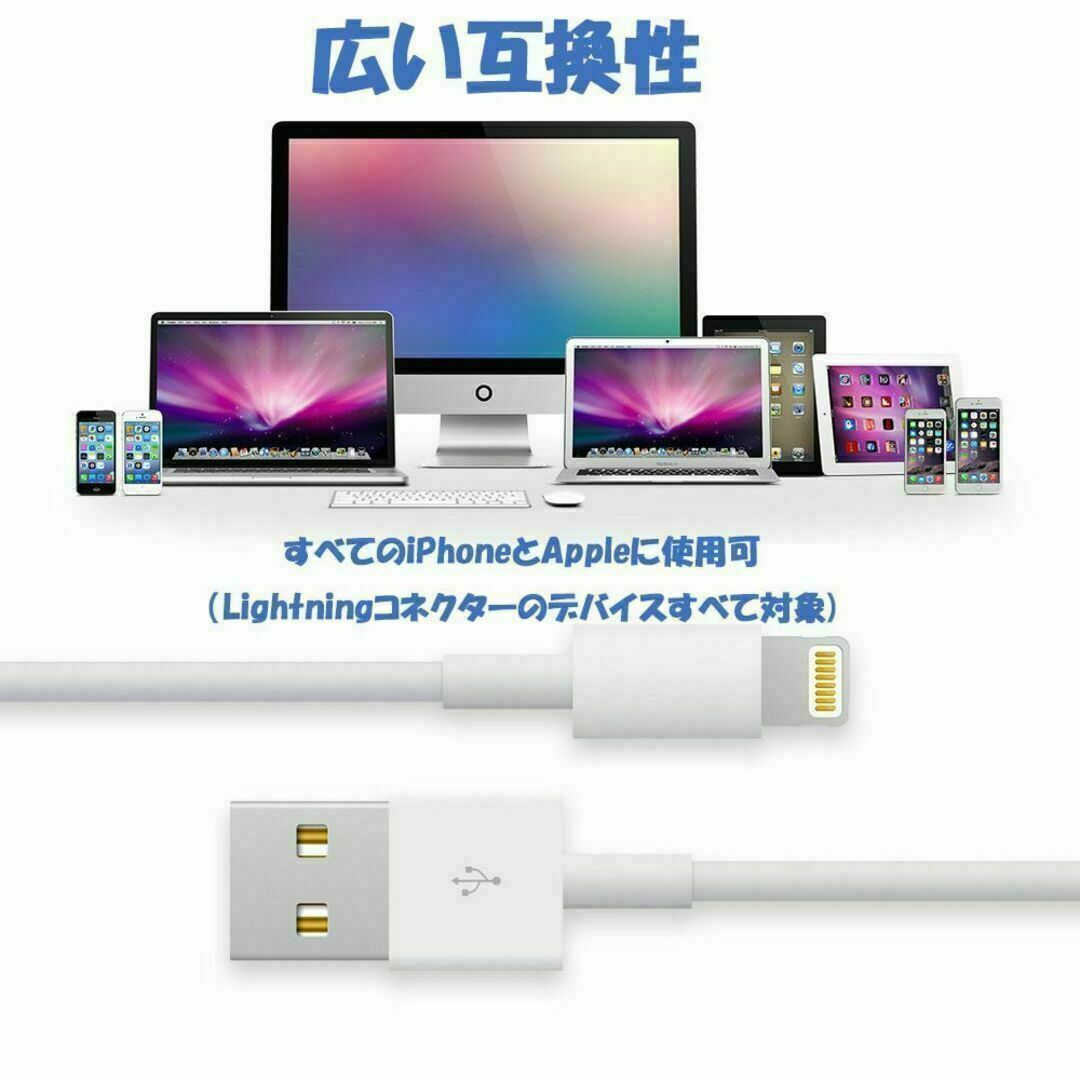 送料無料 2本 iPhone 充電器ライトニングケーブル1m 純正工場取り寄せ品 スマホ/家電/カメラのスマートフォン/携帯電話(バッテリー/充電器)の商品写真